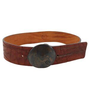 Just Cavalli Women 34 Brown Leather Wide Belt Boho Western Italy Roberto Cavalli